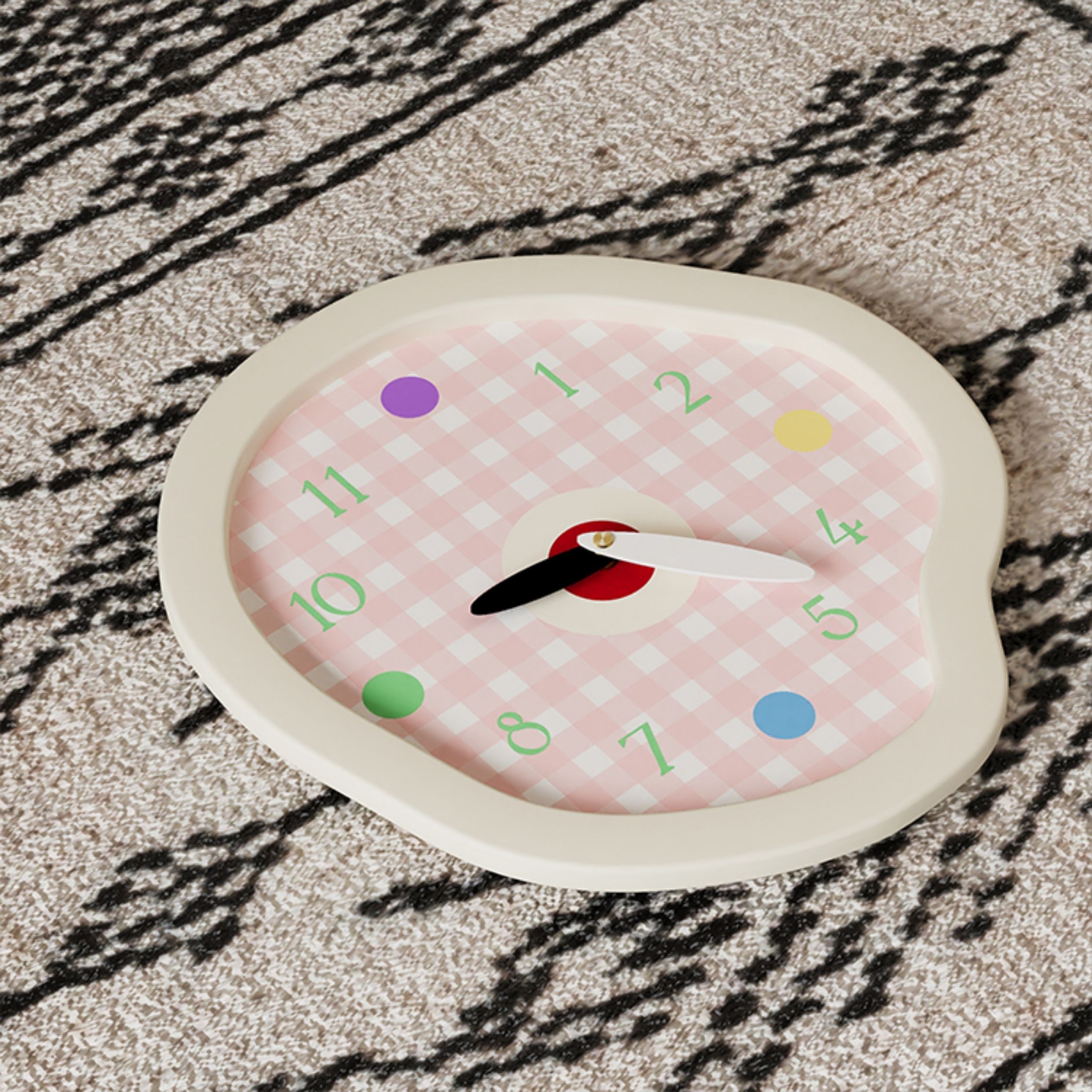 Creamy Gingham Wall Clock