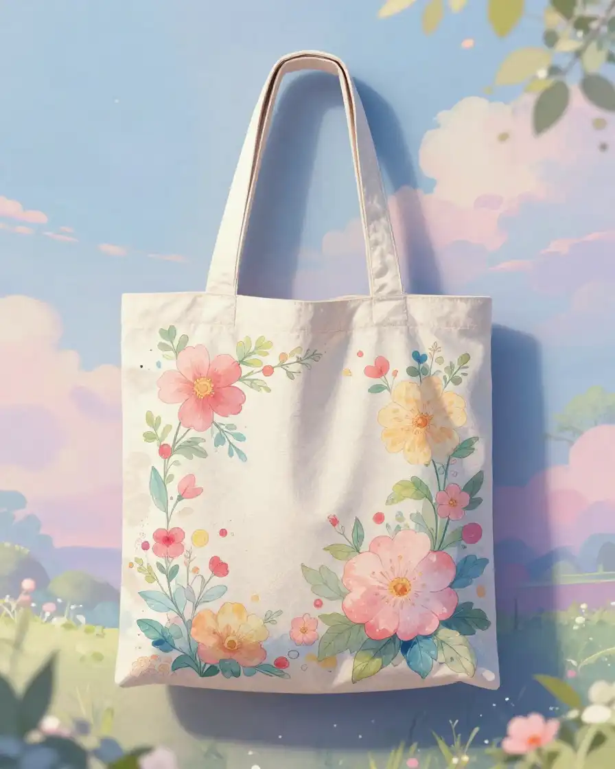 Exquisitely hand-painted tote bag